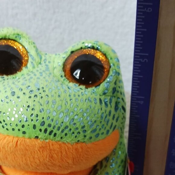 Ty Beanie Vtg Boo Speckles The Frog Plush Toy With Glitter Spots & Orange Belly - Picture 12 of 12